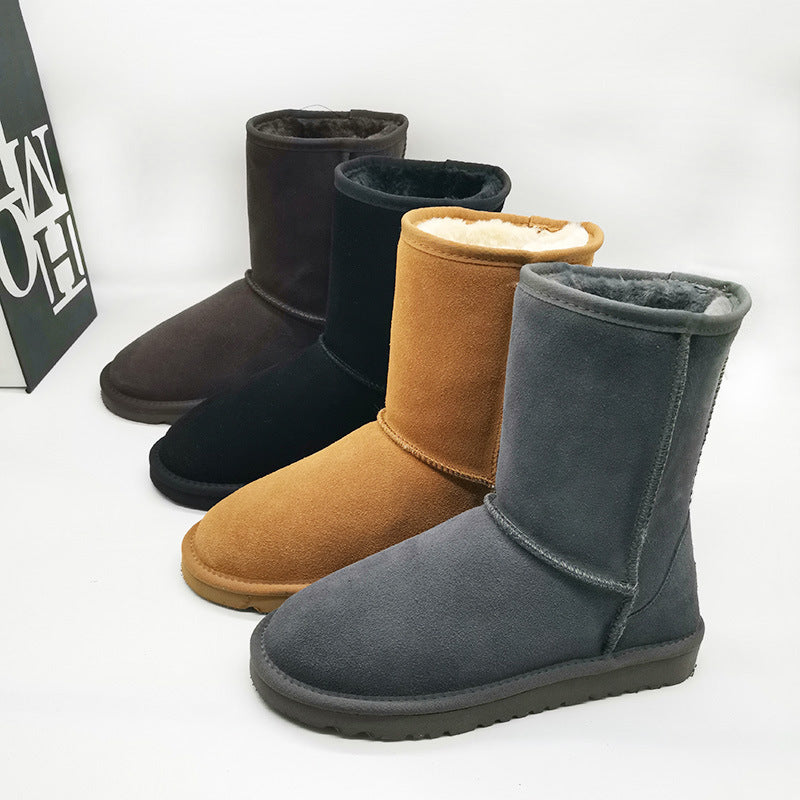 Women's Genuine Leather Mid-Calf Snow Boots