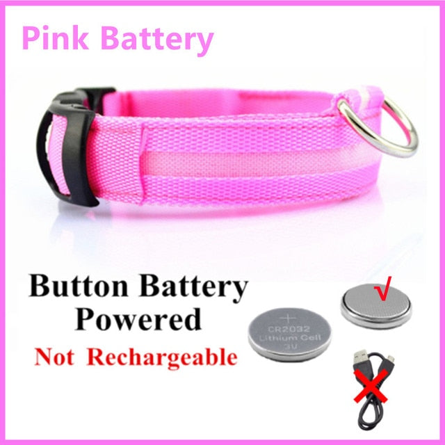 LED Glowing Dog Collar – Adjustable Night Safety Collar for Dogs