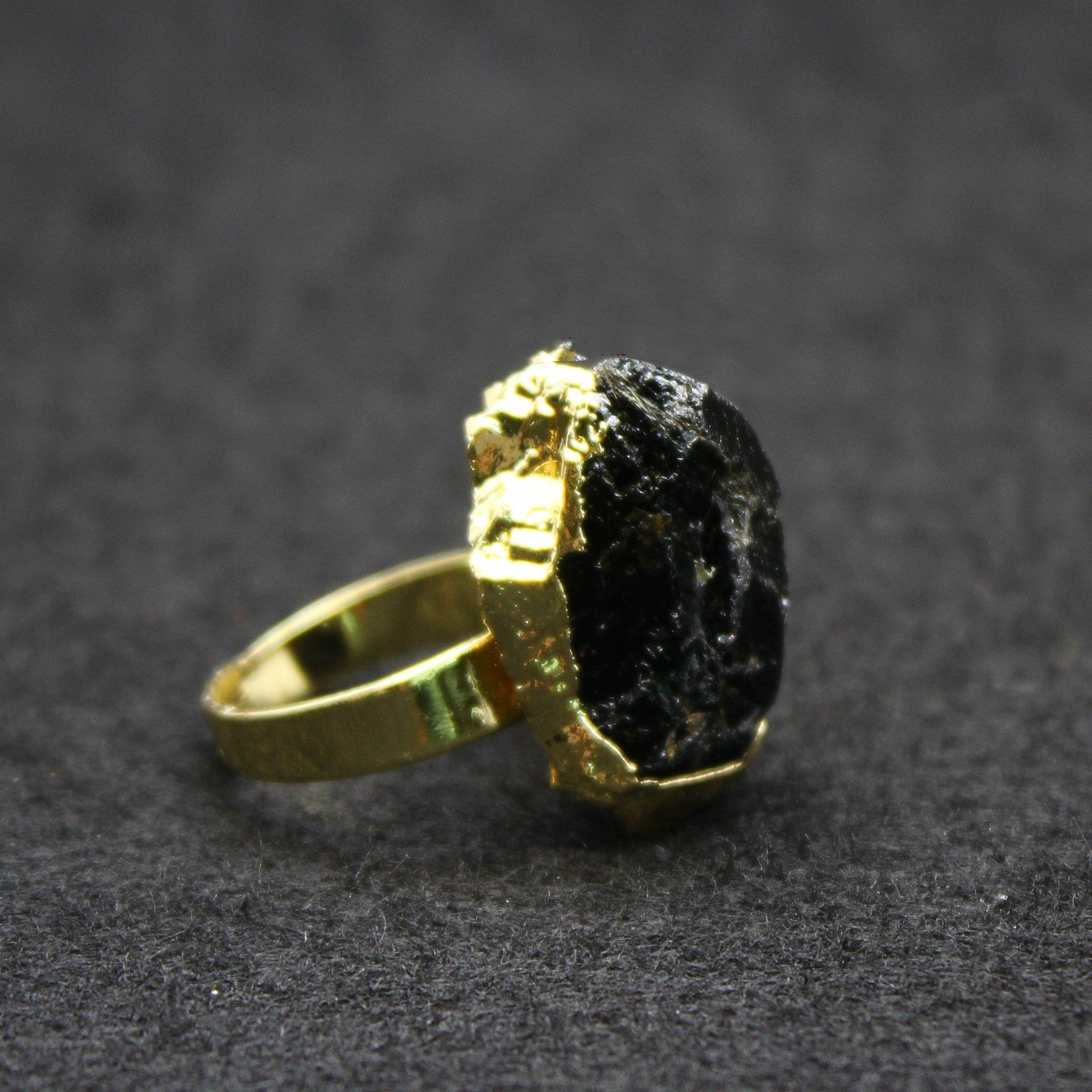 Retro Green Fluorite Rough Stone Ring