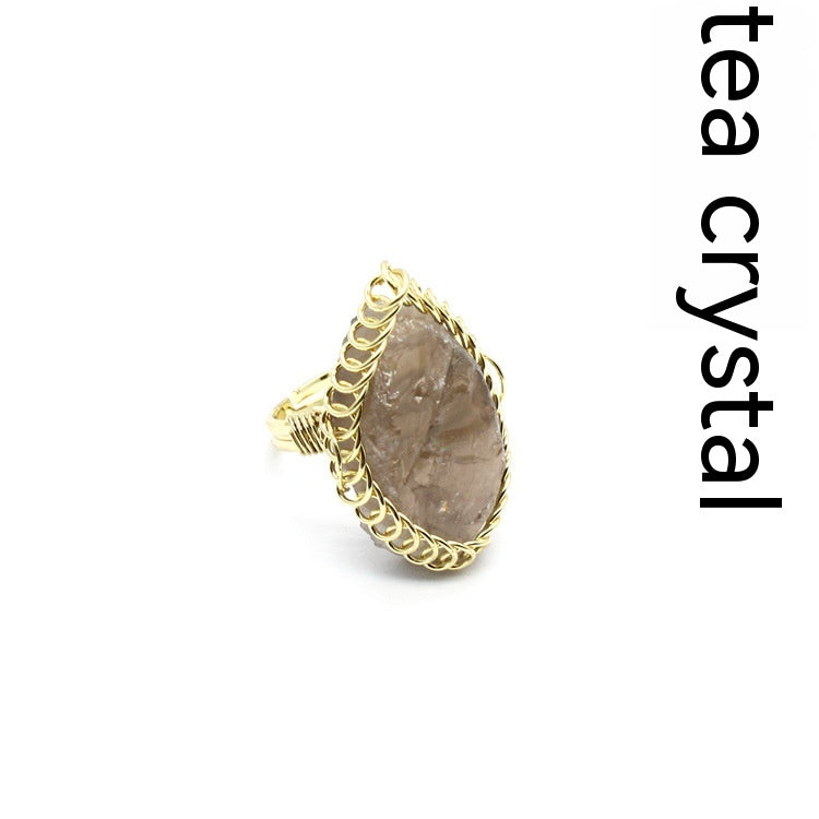 Retro Green Fluorite Rough Stone Ring