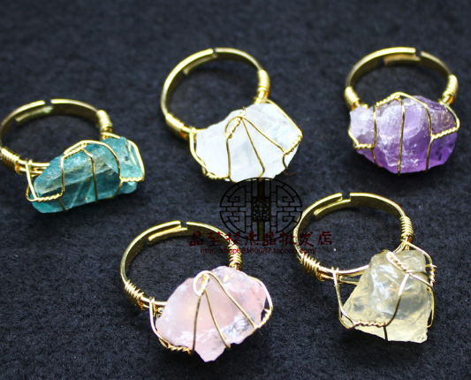 Retro Green Fluorite Rough Stone Ring