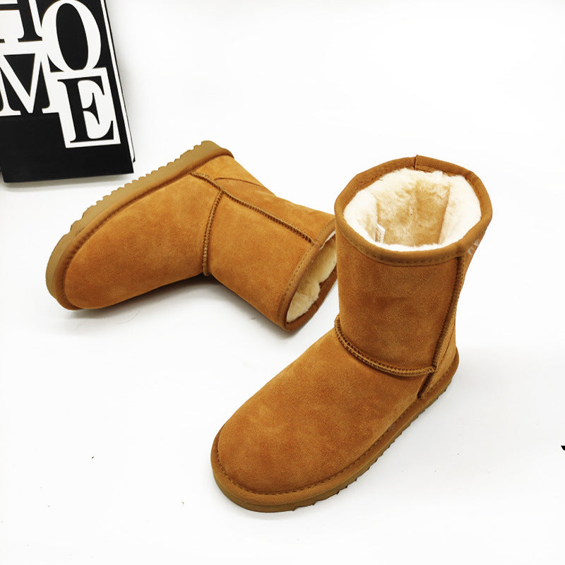 Women's Genuine Leather Mid-Calf Snow Boots