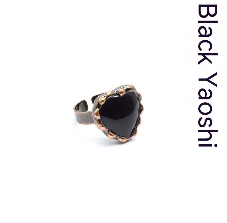 Retro Green Fluorite Rough Stone Ring