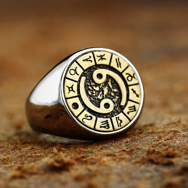 Twelve Constellation Titanium Steel Ring