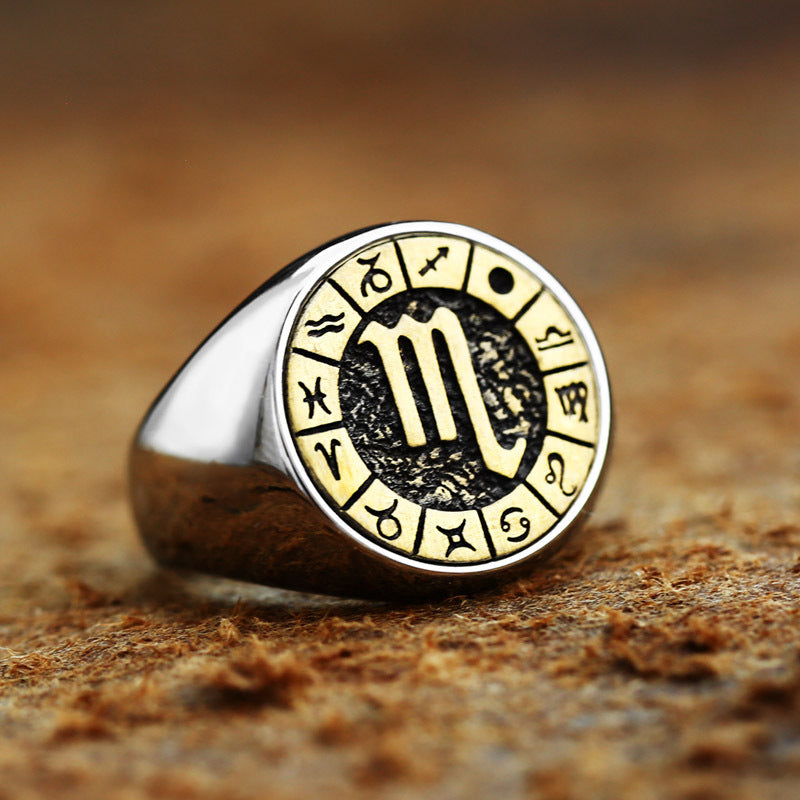Twelve Constellation Titanium Steel Ring
