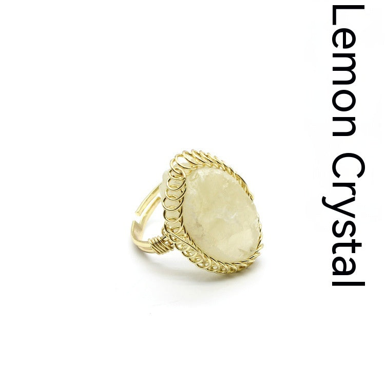 Retro Green Fluorite Rough Stone Ring