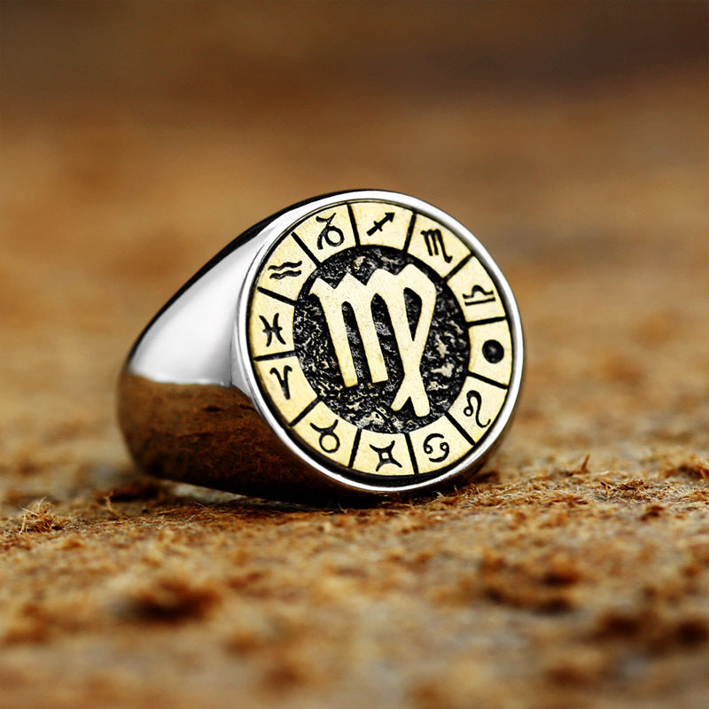 Twelve Constellation Titanium Steel Ring