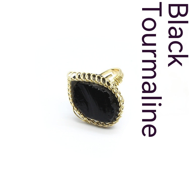 Retro Green Fluorite Rough Stone Ring