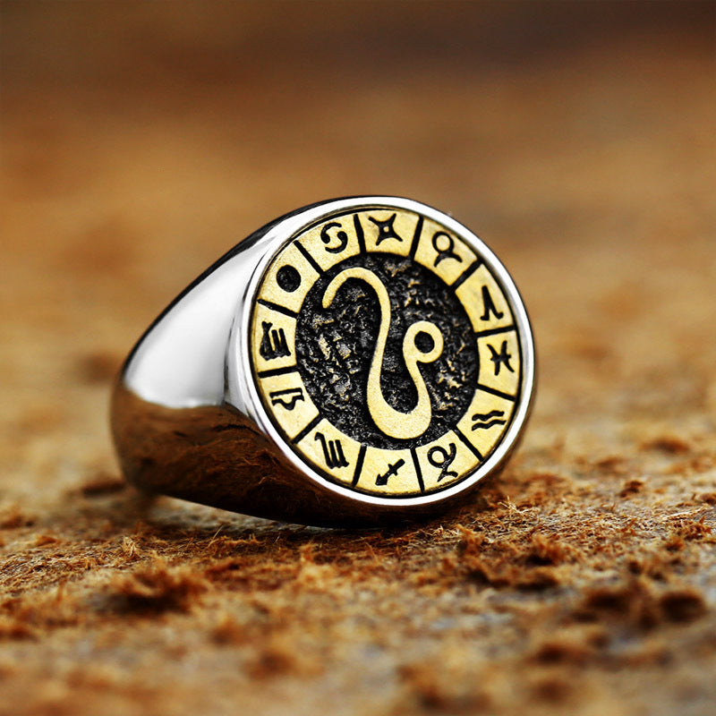 Twelve Constellation Titanium Steel Ring