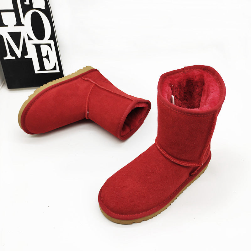 Women's Genuine Leather Mid-Calf Snow Boots