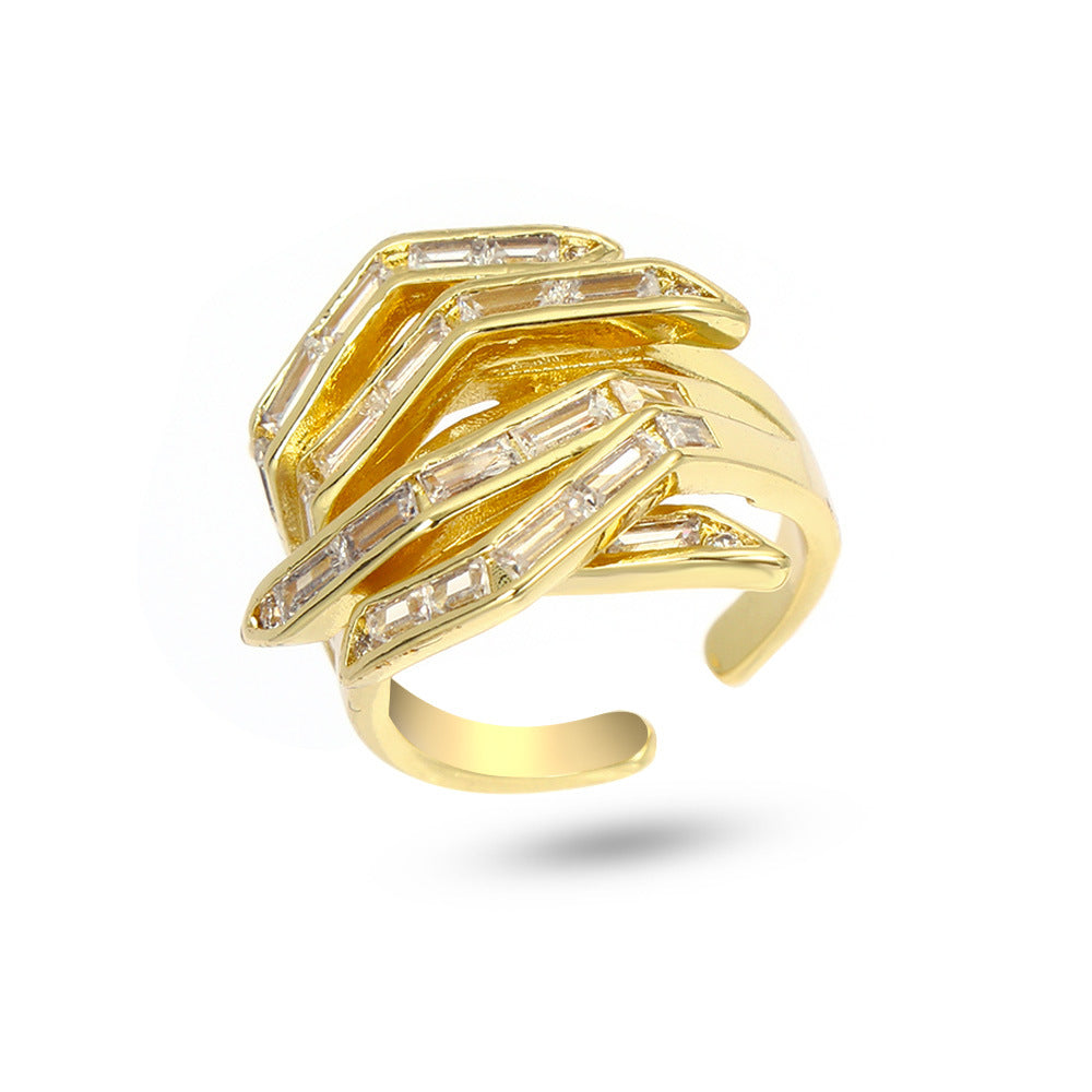 Personalized Creative Square Zircon Micro-Inlaid Ring