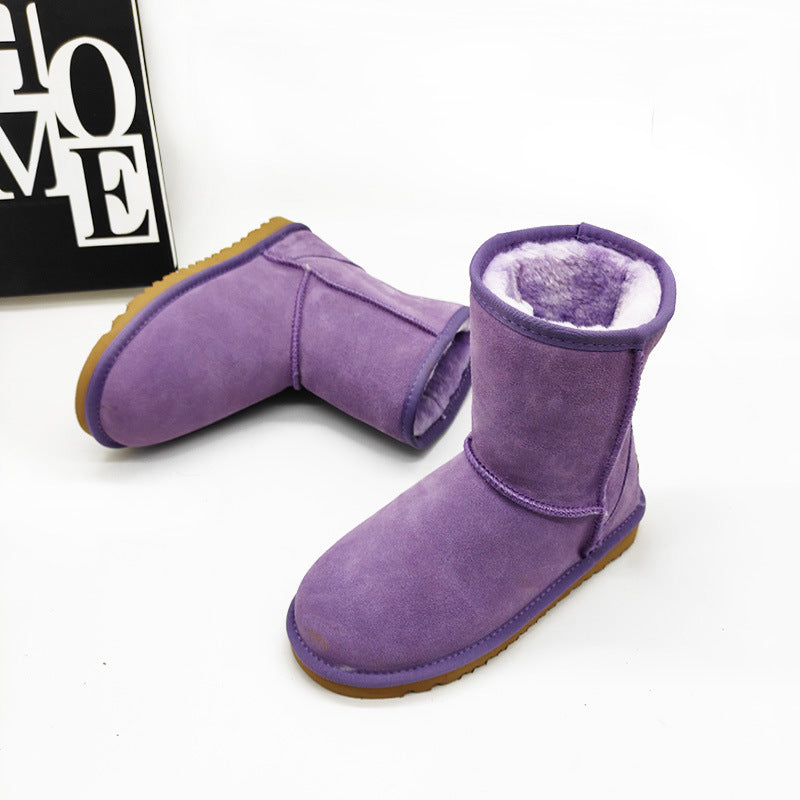 Women's Genuine Leather Mid-Calf Snow Boots