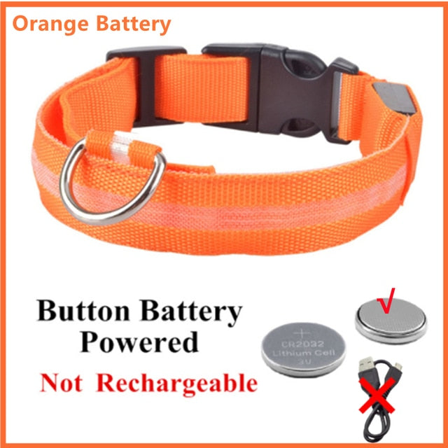 LED Glowing Dog Collar – Adjustable Night Safety Collar for Dogs