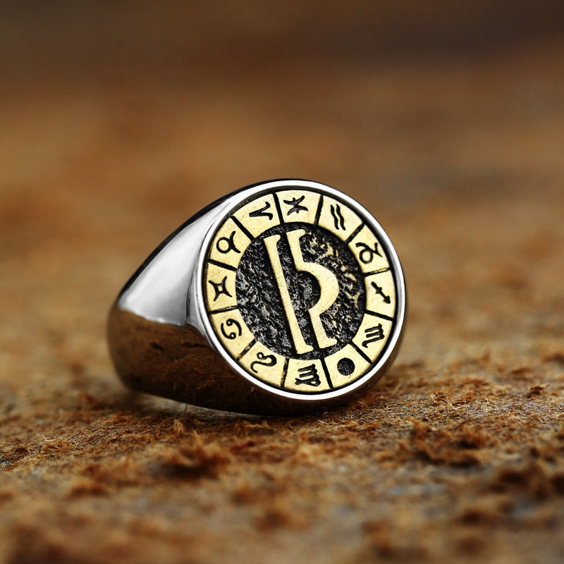 Twelve Constellation Titanium Steel Ring