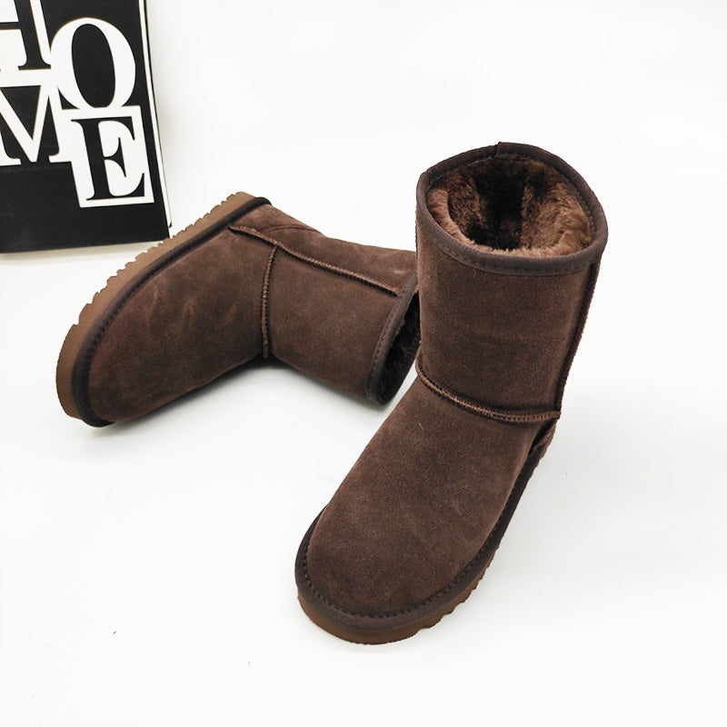 Women's Genuine Leather Mid-Calf Snow Boots