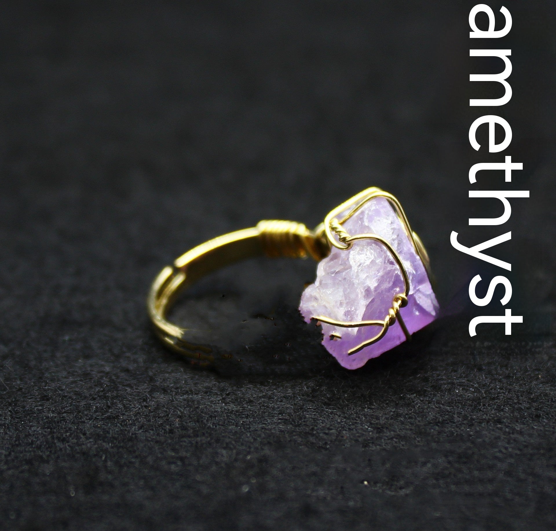 Retro Green Fluorite Rough Stone Ring