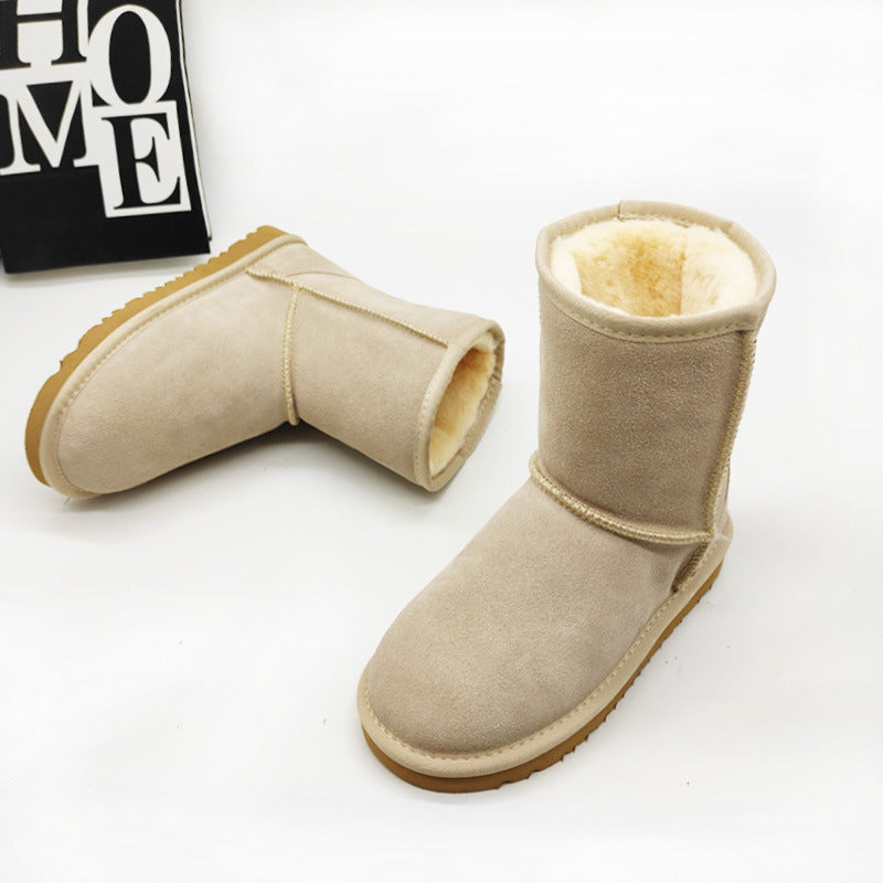Women's Genuine Leather Mid-Calf Snow Boots