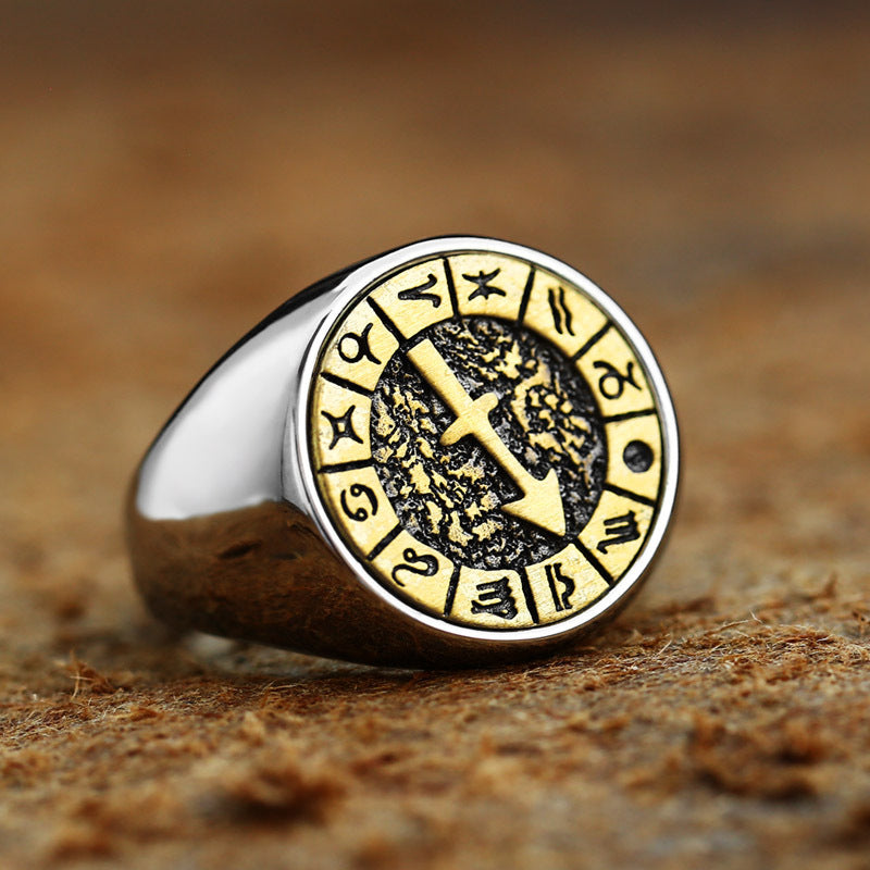 Twelve Constellation Titanium Steel Ring