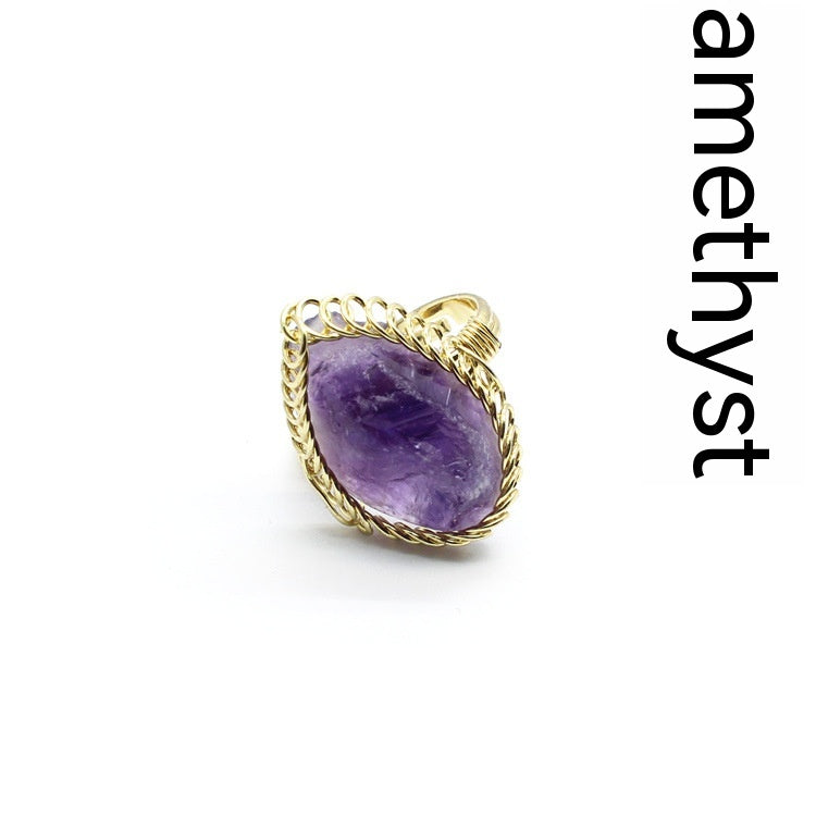 Retro Green Fluorite Rough Stone Ring