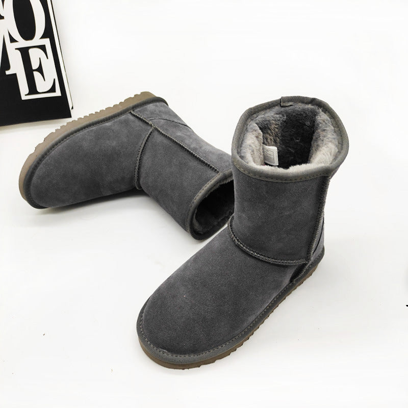 Women's Genuine Leather Mid-Calf Snow Boots